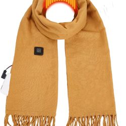Heated Scarf with Rechargeable Battery Fashion Long Neck Scarfs 3 Levels Temperature Control Washable Warmer (battery not included) open box
