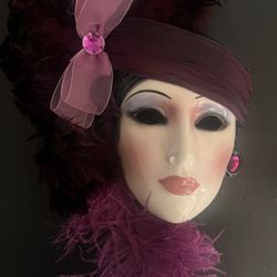 Vintage Porcelain Lady Face Masks Wall Decor