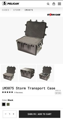 Pelican iM3075 Storm Transport Case Heavy Duty With Pluck Foam Extra LARGE