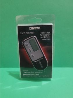 Omron HJ-321 Black Pedometer Step Counter Distance Calories & Clip On Holder New