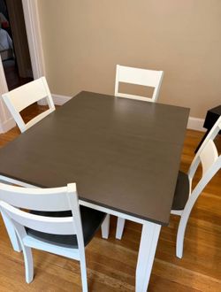White / Dark Gray 7-Piece Dining Set