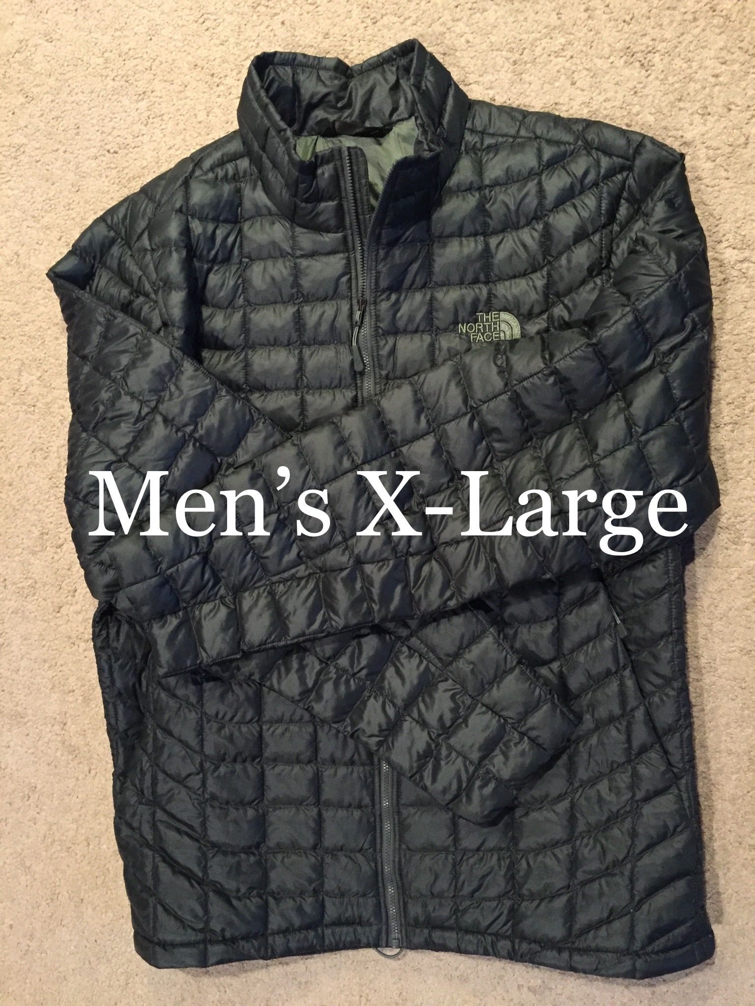 NORTH FACE / Thermoball Puffy Coat Insulated Jacket Synthetic QUICK-DRY DOWN / Mens X-Large XL / Retails $250 +Tax / Brand New w/ Tags! / Money Green