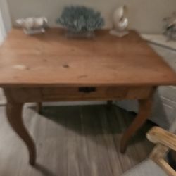 ANTIQUE PINE DESK/TABLE WITH DRAWER