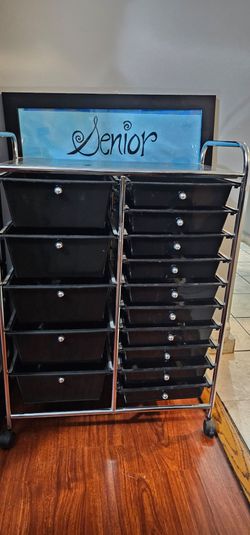 Seville Classics 15-Drawer Rolling Organizer Cart in Black
