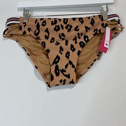 Xhilaration Women’s Animal Print Stripe Elastic Bikini Bottom Brown Size XL NWT