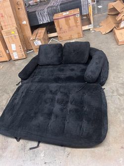 Black Sofa Bed Mattress Couch With Pillows.