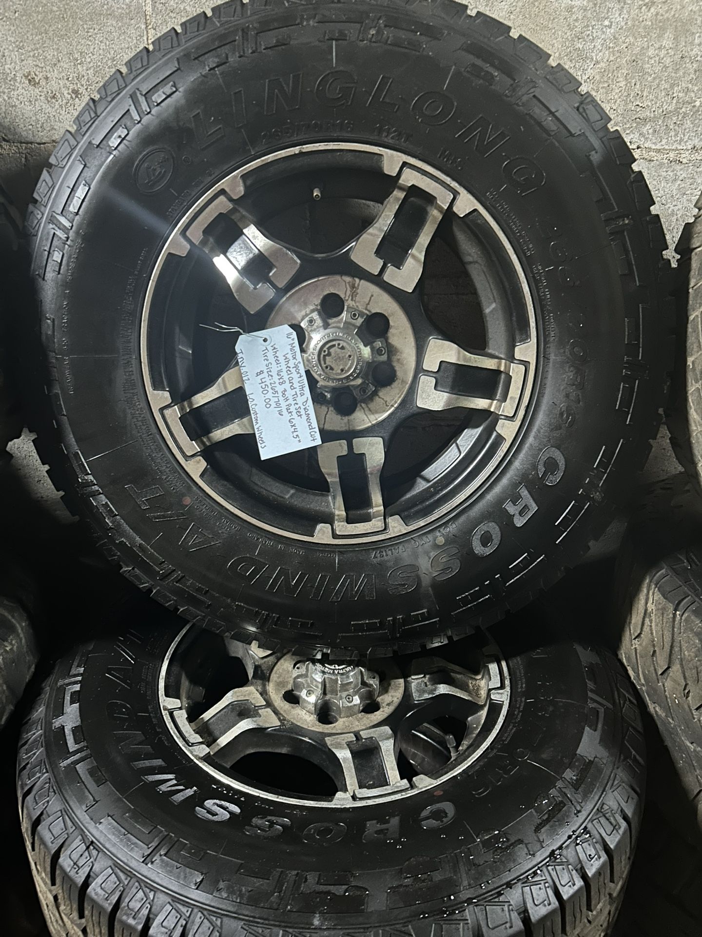 16” ultra diamond cut wheel and tire set