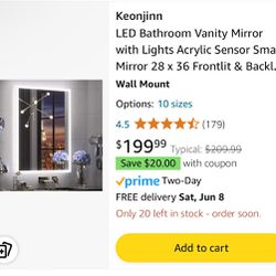 Keonjinn LED Bathroom Vanity Mirror with Lights Acrylic Sensor Smart Mirror