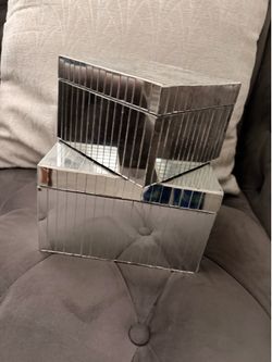 Silver glass decor storage boxes