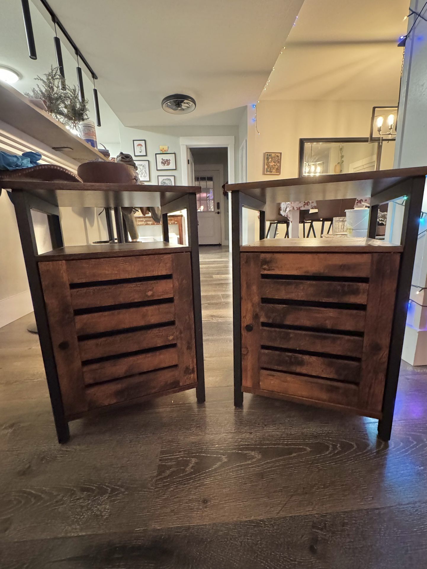 Two Small Cupboard Side Tables