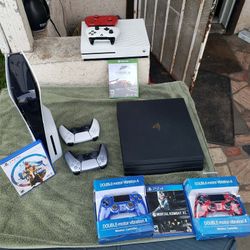 3 Combos Depending how Broke AsF You Are..  $480! Playstation 5 PS5 Slim 1TB Bundles. $260! 2020 PS4 Pro 1TB. $250! Xbox one S Bundles. Trade are welc