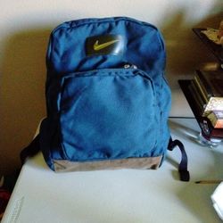 NIKE navy Blue Back Pack Brown Leather Bottom