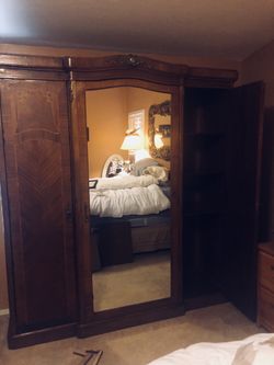 1920’s French wardrobe! Incredible piece and smoking deal!! More is in unbelievable condition. Has three compartments center has two drawers a