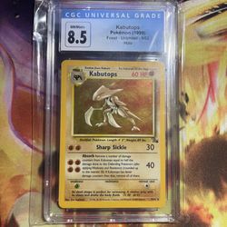 1999 Pokemon Fossil Unlimited #9 Kabutops - Holo CGC 8.5 NM-MT+