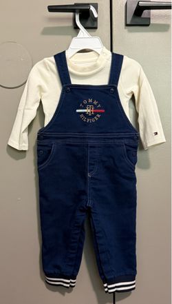 Tommy Hilfiger Denim Overalls & Long Sleeve Knit Shirt_12 months