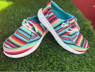 Ariat Multicolor Striped Slip-On Sneakers with Turquoise Lining