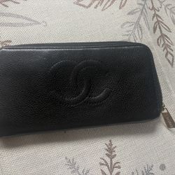 CHANEL Long Zippy Wallet Black 