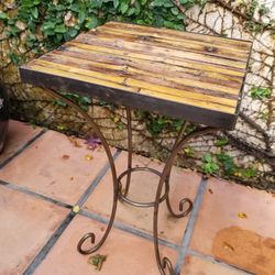 Bamboo & Iron Side Table 