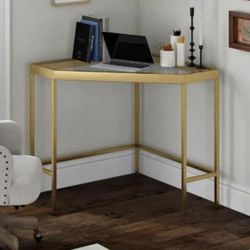 gold metal and class corner table