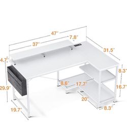 White L shaped Office Desk