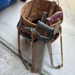 Tool Box Bucket Three Saws And More Tools