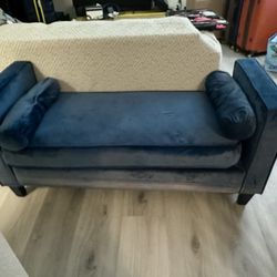 Blue velvet sofa