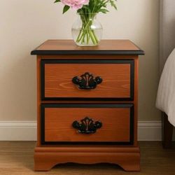Vintage 1980s Nightstand with Drawers 