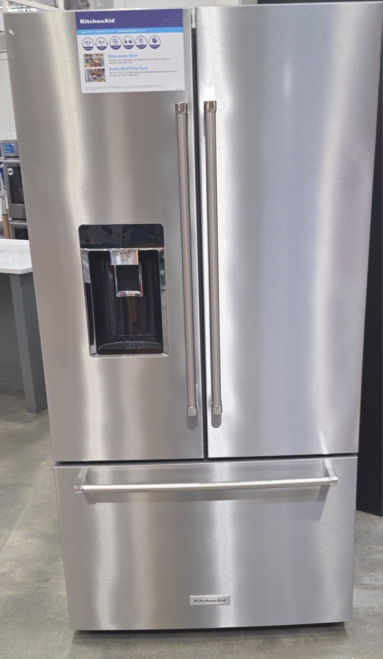 KitchenAid Counter-Depth 23.8-cu ft 3 -Door 36-in Wide French Door Refrigerator with Ice Maker with Water and Ice Dispenser ( Stainless Steel