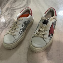 White With Pink Star And Glitter Golden Goose Sneakers  (Limited Edition) 