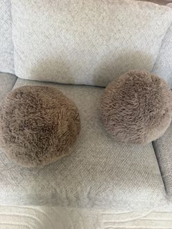 Round Faux Fur Throw Pillows Set of 2