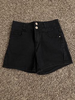 Black denim shorts