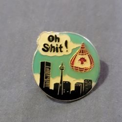 Vtg Canada Upside Down Hot Air Balloon Humorous Lapel Pin 