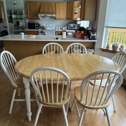 Oval Dining Wooden Table Plus 6 Chairs