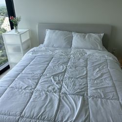 Silk And Snow Full Bed Frame Storage Cloud Fabric With Mattress