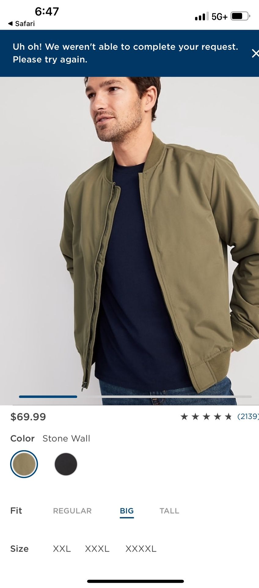Water resistant, zip bomber jacket
