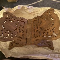 Gorgeous Boho Wood Carved Book Holder 