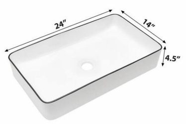 24”x14” Ceramic Bathroom Sink