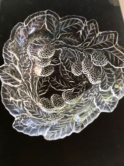 Vintage pressed glass bowl dish with raspberry blackberry design