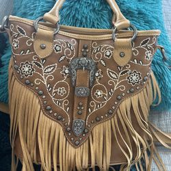 Trendy Fringe Boho Western Leather Purse