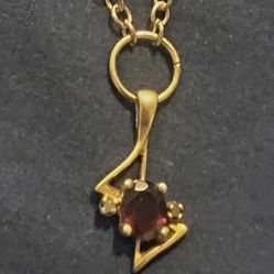 18in.  Gold Chain With Ruby Charm