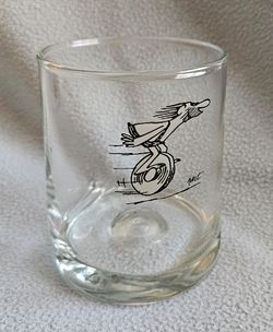 Vintage Johnny Hart BC Comics Pinched Glass 4" Tumbler