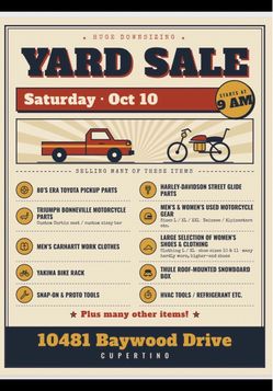 Garage Sale Cupertino SAT 10/9 9:00am