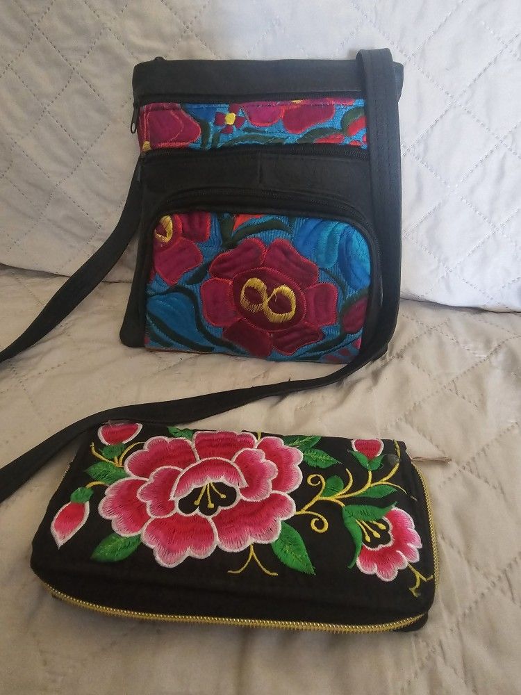 Bolsa De Piel Bordada