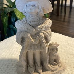 Vintage Austin Art Sculpture Dee Crowley Bright Eyes "Dress up" Girl & Dog 1987