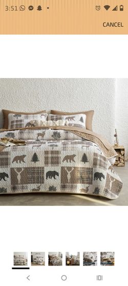 QUEEN FORREST DUVET W 2 SHAMS- CREME LINING & Matching switch plates