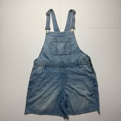 Women’s GAP Denim Shortalls Overall Shorts Size Large Adjustable Straps