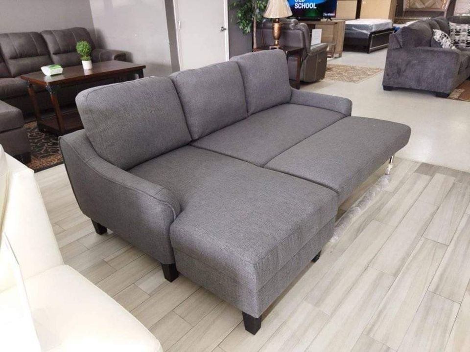 Jarreau Gray Sleeper Sofa Chaise♣️♣️▪️# Sofa # Loveseat # Couch # Living Room Set Options Available