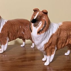 Pair of VTG Beswick Porcelain Rough Collie Dogs Champion Lochinvar of Lady Park