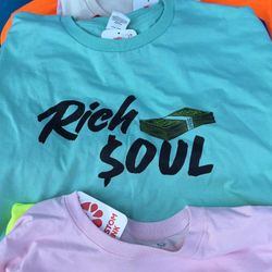 Rich$oul kids and adults T-shirts on hand hmu kids $22 adults $30 for 1 or 2 for $50 hit me ‼️‼️🙏🔥🔥🔥🙏💯 sizes ys-4x
