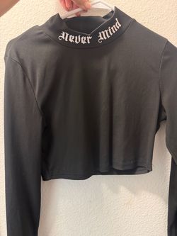 Black Ribbed Crop Top Long Sleeve